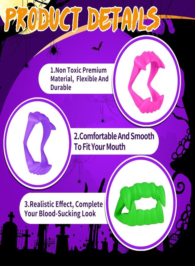 Seifar 30 Pcs Halloween Teeth Vampire Fangs for Halloween Dress-Up, Costume, Party Decoration, Goodie Bag Filler (Black, Purple, Green, Hot Pink, Orange, and Glow-in-the-Dark) - Image 3